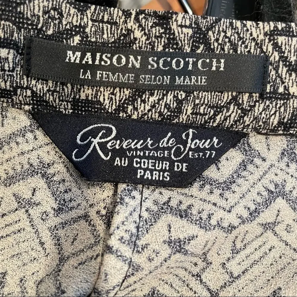 Maison Scotch Casual Black & Tan Printed Pull On Pants Womens 26 Boho Hippie